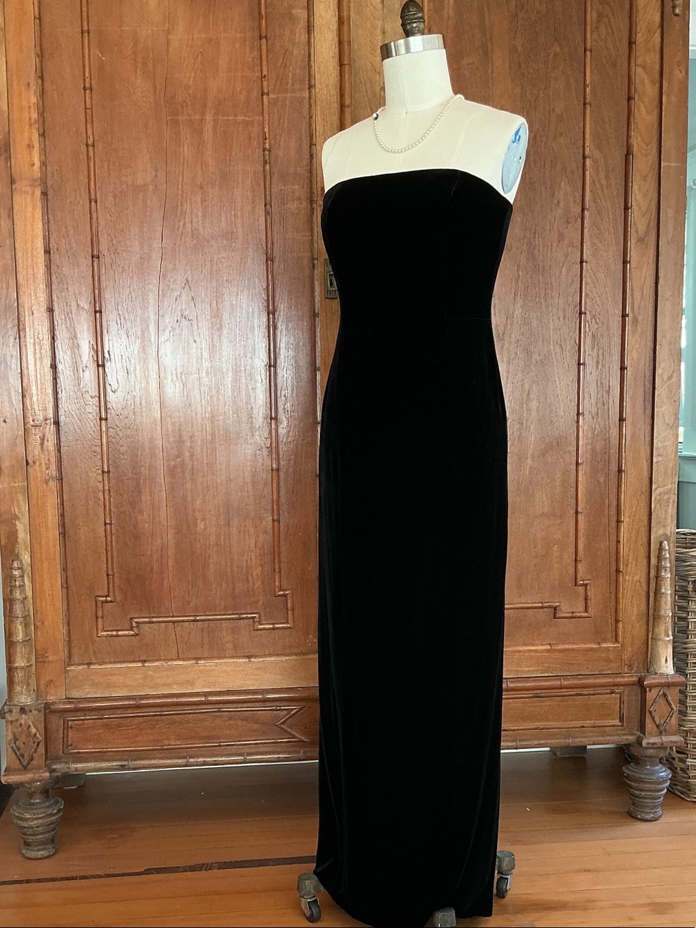 Ann Taylor Couture Silk Velvet Strapless Black Evening Dress